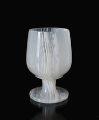 marble wine goblet on black background