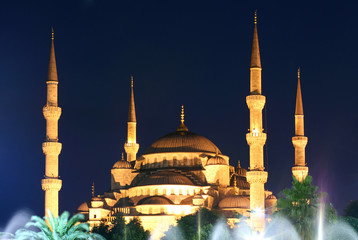 Blue Mosque on night in Istanbul