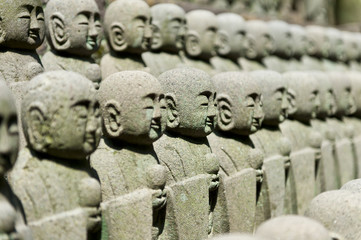 Rows of jizo statues