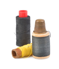 Spools of thread with needle isolated