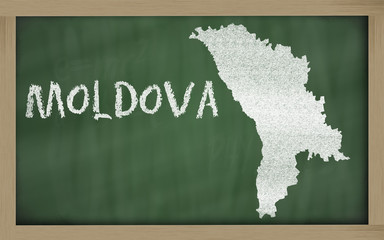 outline map of moldova on blackboard