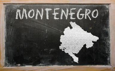 outline map of montenegro on blackboard