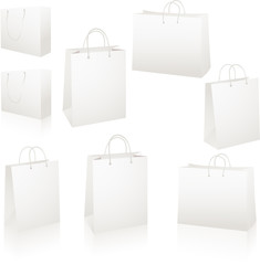 Blank white paper shopping bags SET