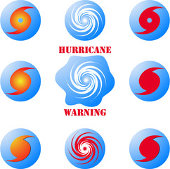 Modern hurricane icon, sign set isolated on white