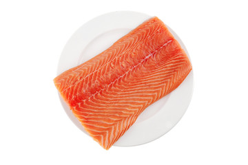 salmon fillet on white plate