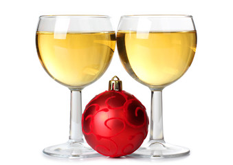 Red ball and wineglasses