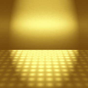 empty gold disco scene with beam of light - to design