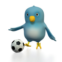 Bluebird playing soccer