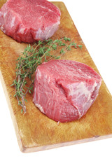 red meat : two fresh beef fillet chops