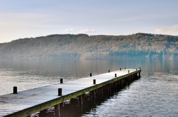 Naklejka premium Jetty Over Misty Lake, Windermere