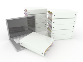 documents and laptop in 3-d visualization