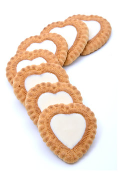 heart-shaped cookies on a white background