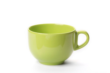 Green empty cup isolated on a white background