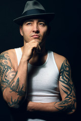 Sexy Man with tattoo, mafia