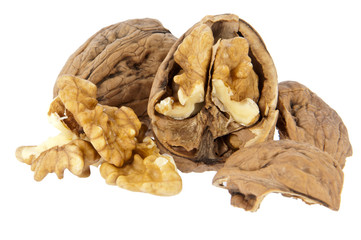 Group of Walnuts isolated on white background