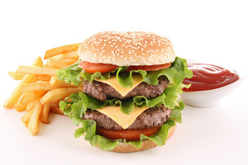 isolated hamburger