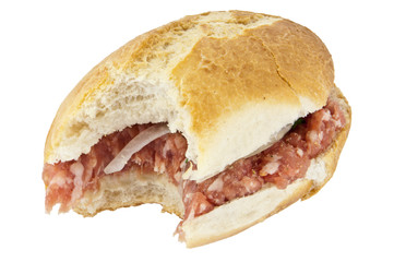 Bitten off roll with minced pork