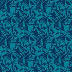 Fototapeta na wymiar Blue seamless wallpaper pattern