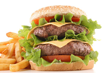 isolated hamburger