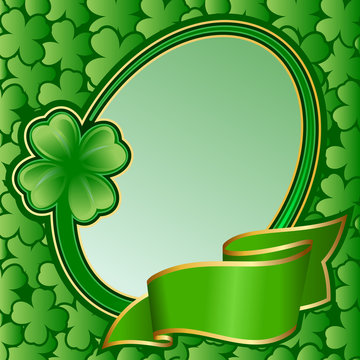 Frame with ribbon on St. Patrick's day