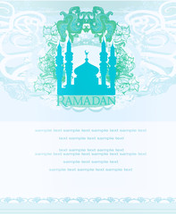 Ramadan background - mosque silhouette vector card