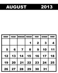 August calendar 2013