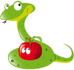 Naklejka premium snake and apple