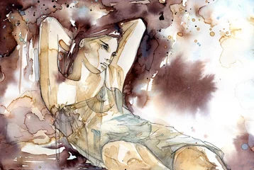 Papier Peint photo Inspiration picturale Nu de femme en position allongée