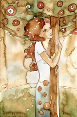 Poster de jardin Inspiration picturale s& 39 accrocher à un arbre