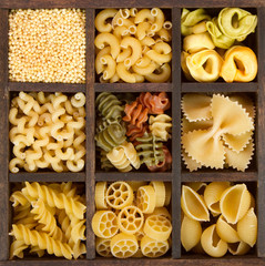 an assortment of italian pasta