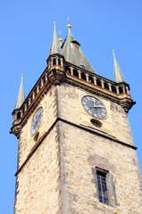 Tower of Astronomical Clock in Prague, Czech Republic
