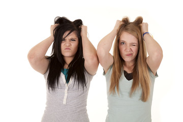 Fototapeta na wymiar teen girls frustrated