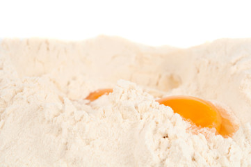 eggs in the flour