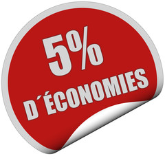 Sticker rot rund curl  unten 5% D´ÉCONOMIES