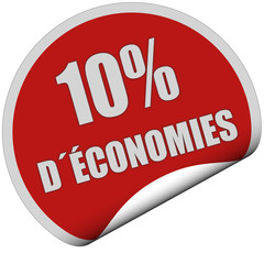 Sticker rot rund curl unten 10% D´ÉCONOMIES