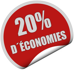 Sticker rot rund curl unten 20% D´ÉCONOMIES