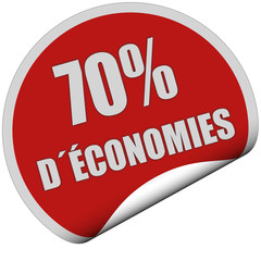 Sticker rot rund curl unten 70% D´ÉCONOMIES