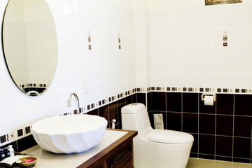 white bathroom with toilet