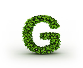 Letter G, alphabet of green leaves