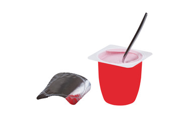 Joghurt mit Löffel; Beschneidungspfad