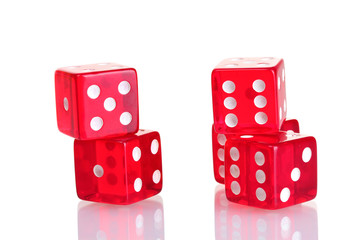 Red dices isolated on white