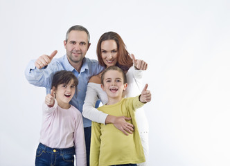 Obraz premium Happy family with thumbs up
