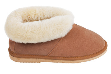 Slippers of wool on the rubber soles