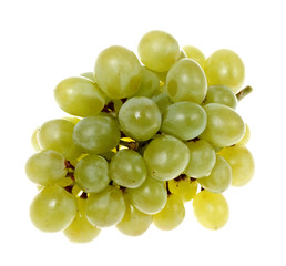 Bunch of green grapes isolated on white background.