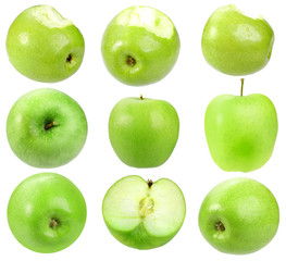 Set of fresh green apples