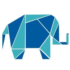 Fototapete Geometrische Tiere Elefant im Origami-Stil-Logo