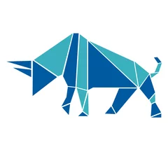 Deurstickers Geometrische dieren Stier in origami-stijl logo