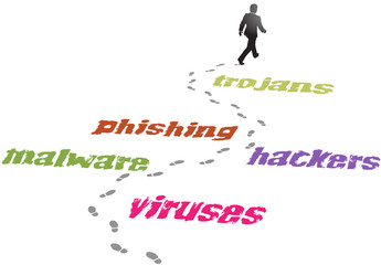 Security business man virus malware threat