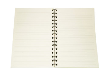 isolated open empty notebook with lined pages