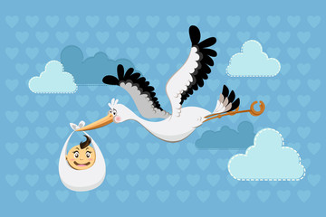 Flying Stork Delivery Baby Boy